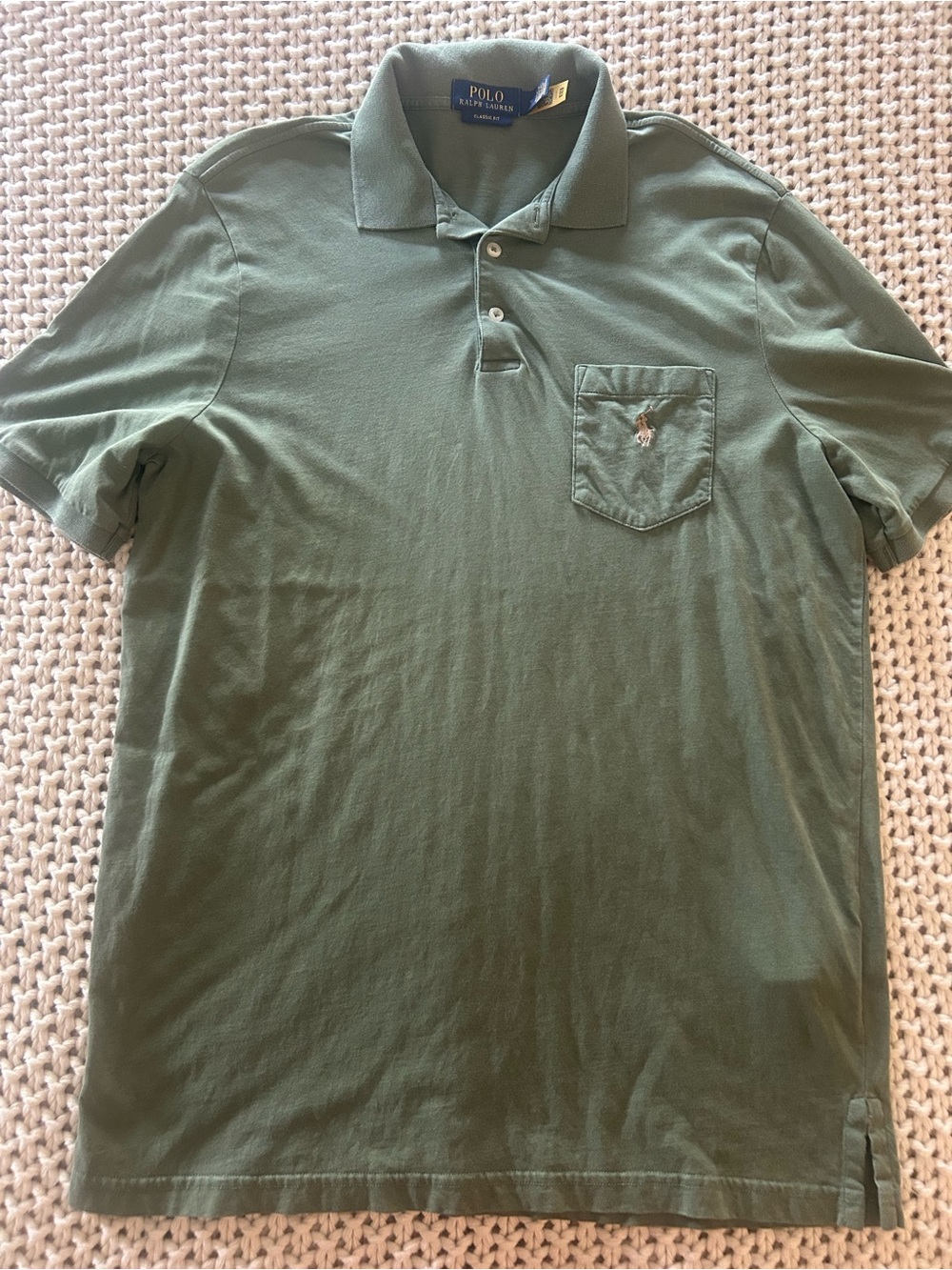 Ralph Lauren Men's Classic Fit Olive Green Polo with Pocket